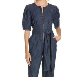 LA VIE REBECCA TAYLOR - Puff Sleeve Denim Jumpsuit Sz Medium